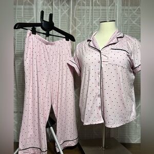 JOYSPUN 2X You Are Gorgeous 2pc pajama set Pants 34”L short sleeve button top